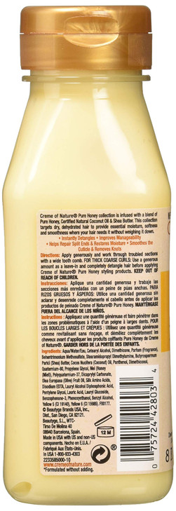Creme Of Nature Pure Honey Detangler 8 Ounce LeaveIn 236ml 3 Pack