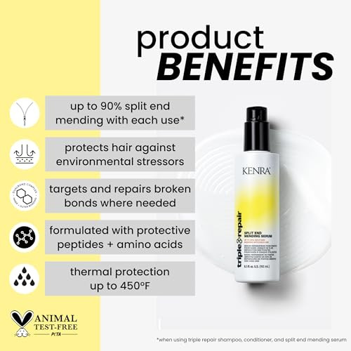 Kenra Triple Repair Split End Mending Serum Up to 90 Split End Mending with Each Use Targets Repairs Weak or Broken Bond