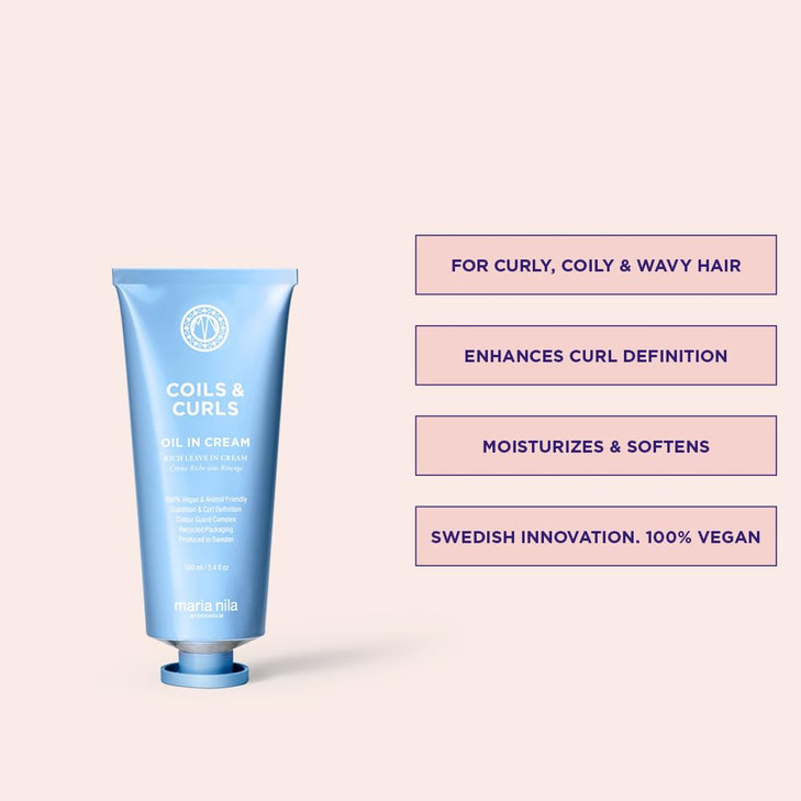 Maria Nila Coils Curls OilInCream 34 Fl Oz For Curly Wavy Hair Jojoba oil to Stay Hydrated while Washing Shea butter for