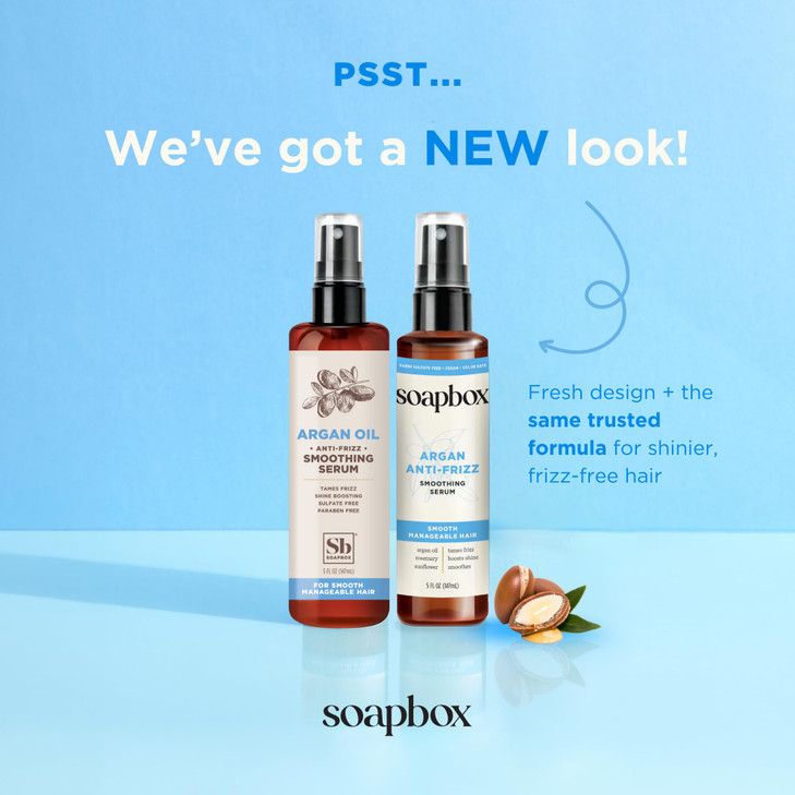 Soapbox Argan Oil Smoothing Serum AntiFrizz Serum For All Hair Types with Shea Butter Vitamin E Repairs Damage Controls