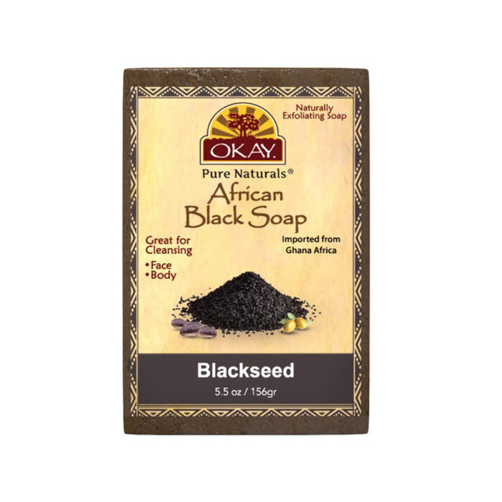 Okay | African Black Soap with Blackseed | For All Skin Types | Cleanses and Exfoliates | Nourishes and Heals | Free of Sulfate, Silicone & Paraben |