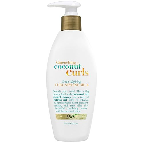 OGX Quenching Coconut Curls FrizzDefying Styling Milk Nourishing LeaveIn Hair Treatment with Coconut Citrus Oil Honey Pa
