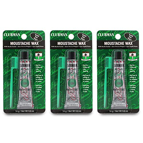 Clubman Moustache Wax Hang Pack Black 05 oz x 3 packs