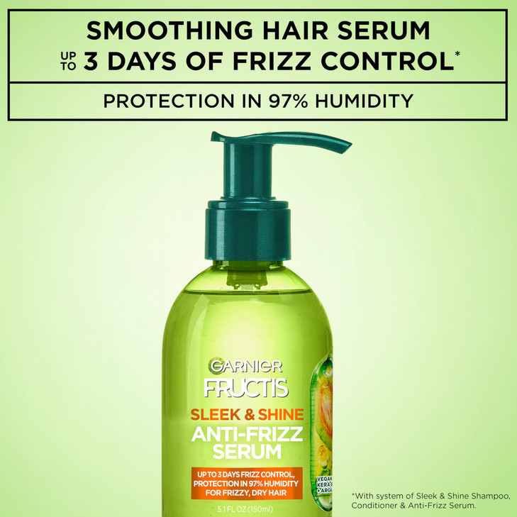 Garnier Fructis Sleek Shine AntiFrizz Serum for Frizzy Dry Hair Argan Oil 51 Fl Oz 2 Count Packaging May Vary