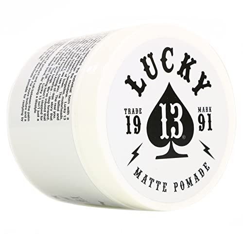 Lucky 13 Barber Supplies Matte Hair Pomade WaterBased High Hold Matte Finish Tobacco Vanilla Scent 4oz