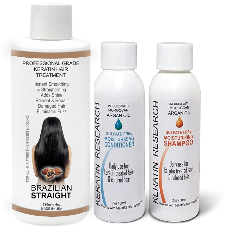 The Real BRAZILIAN STRAIGHT Keratin Blowout Complex Hair Treatment Kit Pro Grade Organic Natural Results Straighten Smoo