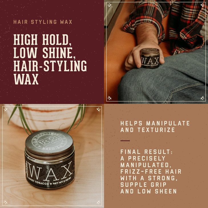 1821 Man Made Hair Styling Product 2oz Original Sweet Tobacco Scent in Wax with Low Shine Finish