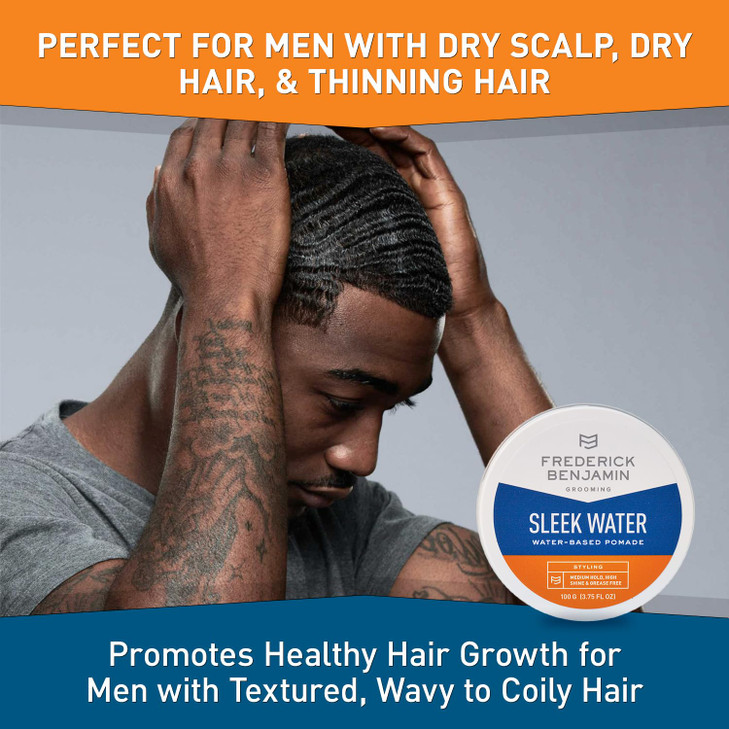 Frederick Benjamin Sleek Water Pomade for Men Light Easy to Apply Water Based Hair Pomade Medium to Strong Hold High Shi