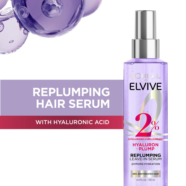 LOreal Paris Elvive Hyaluron Plump Moisture Plump Hair Serum for Dehydrated Dry Hair with Hyaluronic Acid Care Complex P