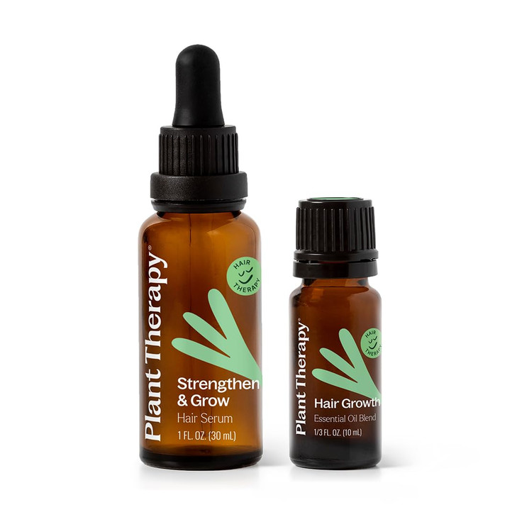 Plant Therapy Hair Therapy Blend Serum Set Strengthen Repair and Grow Shiny Healthy Hair 1 oz Serum 10 mL Essential Oil