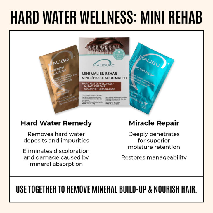 Malibu C Mini Malibu Rehab Hard Water Wellness Contains 2 Remedy Packets AtHome Hair Reconstructor and Mineral Removal R
