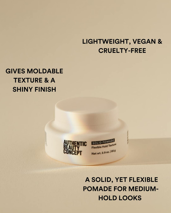 Authentic Beauty Concept Solid Pomade Texture Hair Pomade Medium Hold Shiny Finish All Hair Types Vegan Crueltyfree Sili