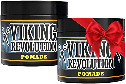 Viking Revolution Pomade for Men 4oz Firm Strong Hold High Shine for Classic Styling Water Based Easy to Wash Out 2 Pack