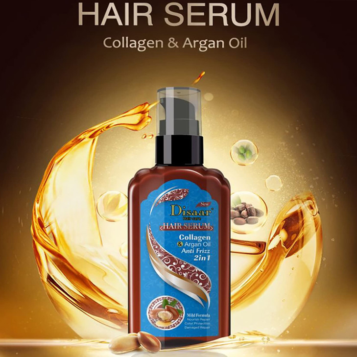 DISAAR Beauty Hair Serum Anti Frizz 2in1 Mild Formula Nourish Repair Color Protection Damaged Repair 120ml423floz Collag