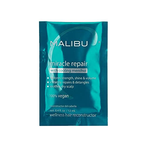 Malibu C Miracle Repair Hair Reconstructor with Cooling Menthol 1 Packet Nourishing Hair Repair Treatment for Weak Damag