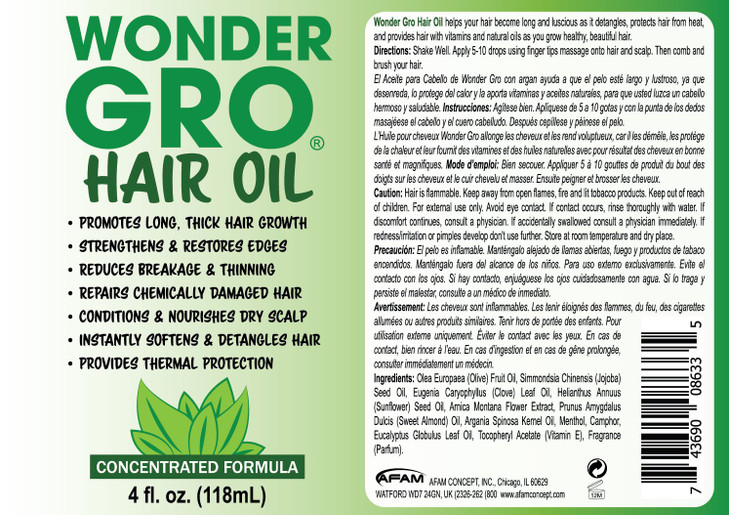 Wonder Gro Hair Growth Oil Thermal Protection 4 fl oz Strengthens Restores Edges
