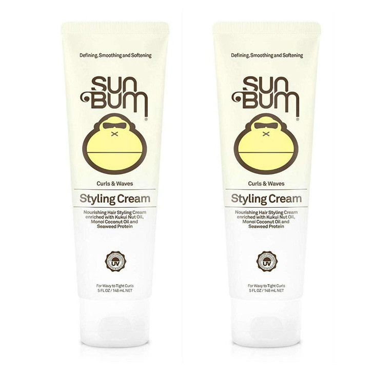 Sun Bum Curls and Waves Styling Cream For Curly Hair Curl Defining Cream Frizz Control Paraben Free Sulfate Free 5 Ounce