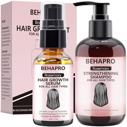 BEHAPRO Rosemary Oil Hair Growth Serum Shampoo Biotin Castor Argan Products for Thinning Hair Loss Unisex Gifts for Chri
