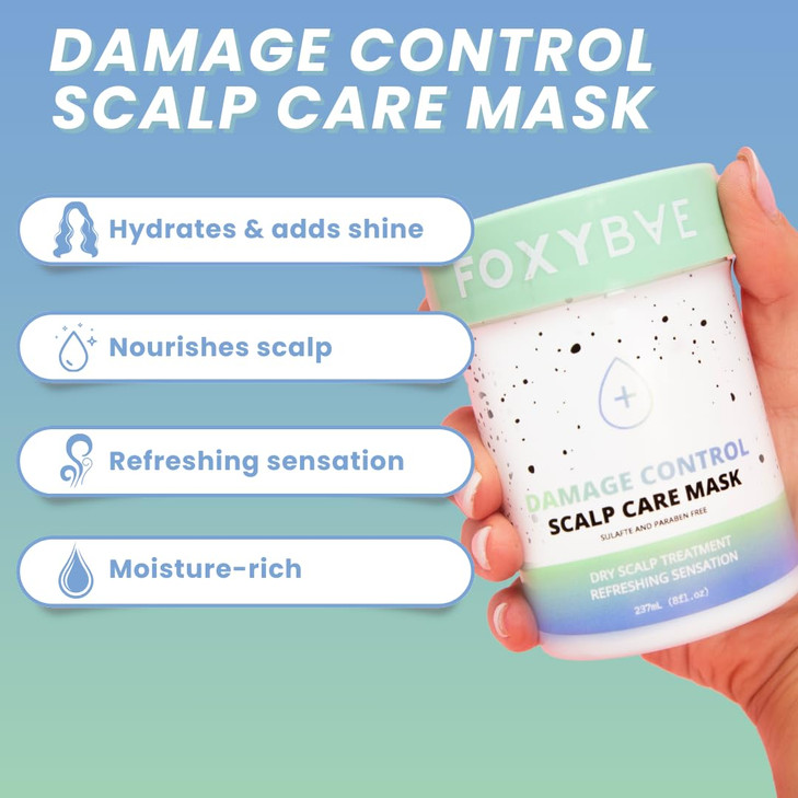 FoxyBae Dry Scalp Treatment Mask with Tea Tree Oil Conditions Exfoliates Smoothes Adds Shine Nourishes Damage Control 8