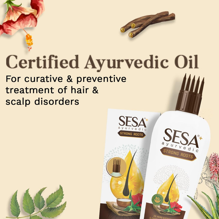 SESA Ayurvedic Strong Roots Hair Oil 100 Ml Hair Strenghtening Reduces Hairfall No Mineral Oil Hair Oil For Women And Me