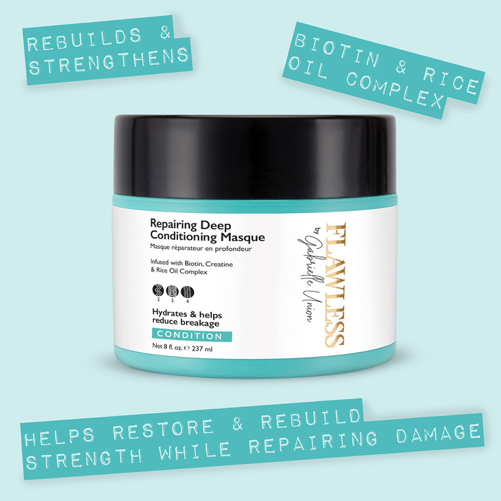 Flawless by Gabrielle Union Repairing Deep Conditioning Hair Treatment Mask for Natural Curly and Coily Hair 8 OZ