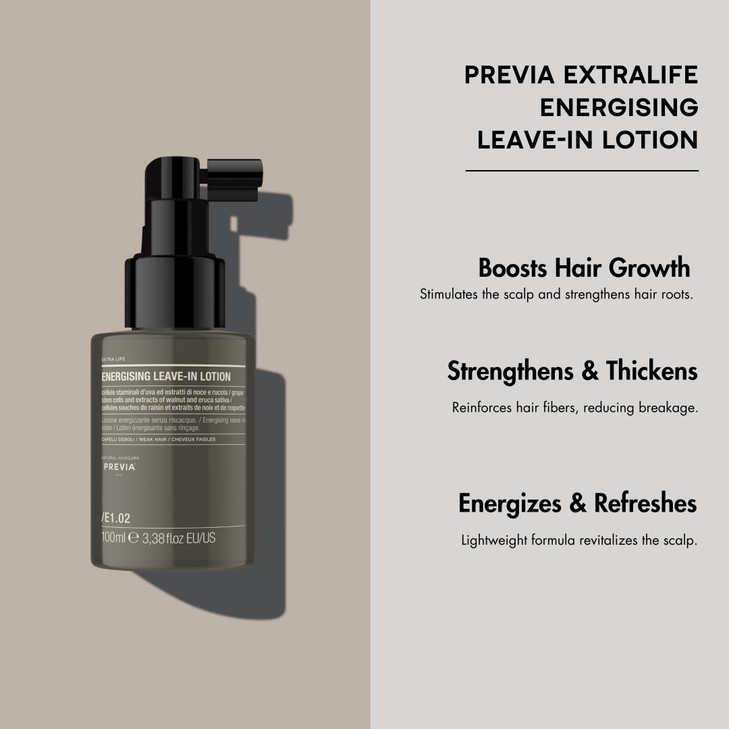 PREVIA Extralife Energising LeaveIn Organic Lotion Hair Loss Treatment Promotes Fuller Thicker Hair All Natural Organic
