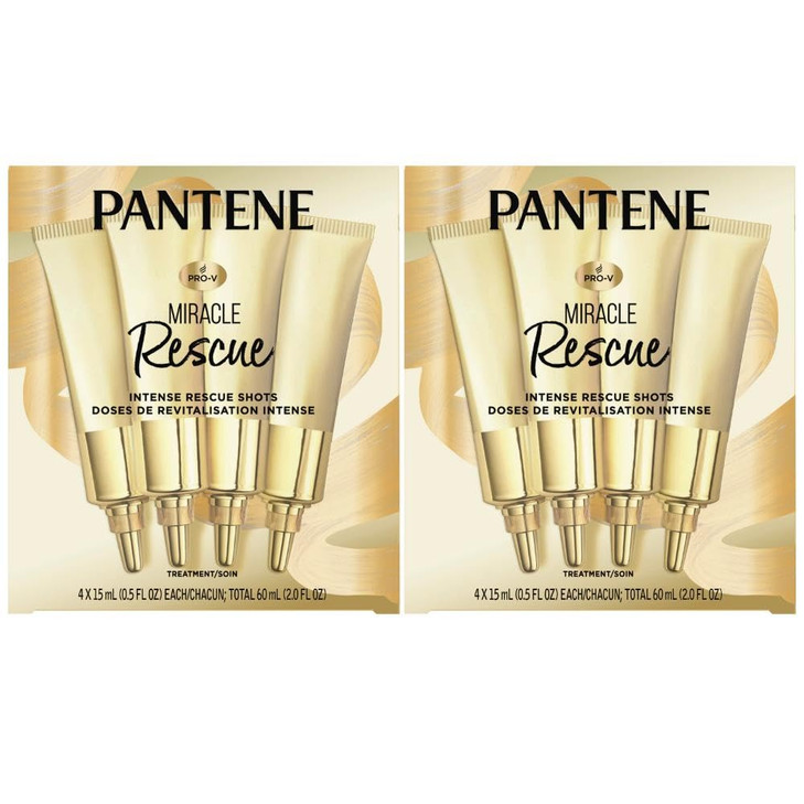 Pantene Hair Mask Miracle Rescue Shots Intensive Repair Treatment for Damaged Hair 4 count 05 oz Each Twin Pack