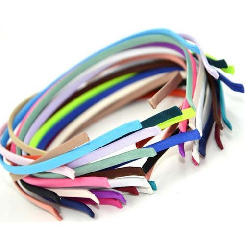 Carykon 20 PCS Women DIY Satin Fabric Covered Ribbon Headbands 5mm Width, Mixed Color.