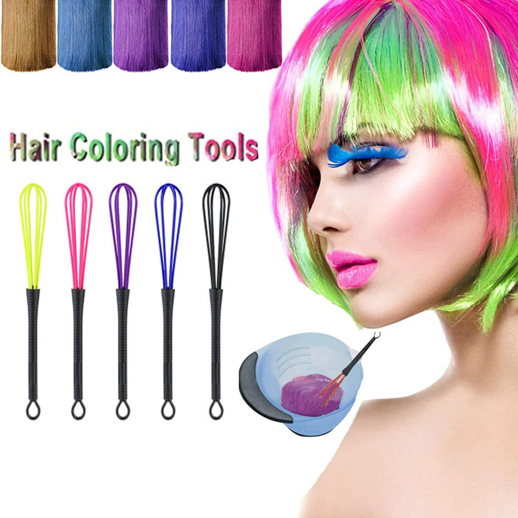 GOTOTOP 5 PCS Plastic Salon Barber Hairdressing Hair Color Dye Cream Whisk Kitchen Balloon Whisk Mixer Stirrer Tools