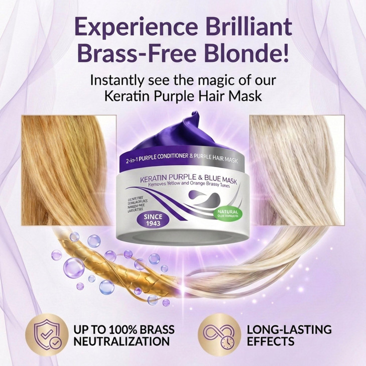 VITAMINS hair cosmetics Keratin Purple Hair Mask Blue Hair Mask Deep Conditioner Treatment Blonde Toner to Neutralize Br
