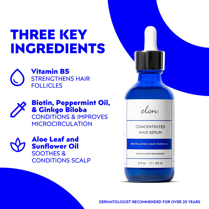 Elon Concentrated Hair Serum for Hair Growth Revitalizing Scalp Serum for Hair Growth Extra Strength DHT Blocker Paraben