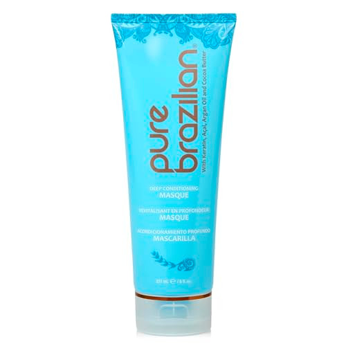 Pure Brazilian Deep Conditioning Masque with Brazilian Keratin Acai Arginine Deep Conditioner Hair Treatment 8 Fl Oz