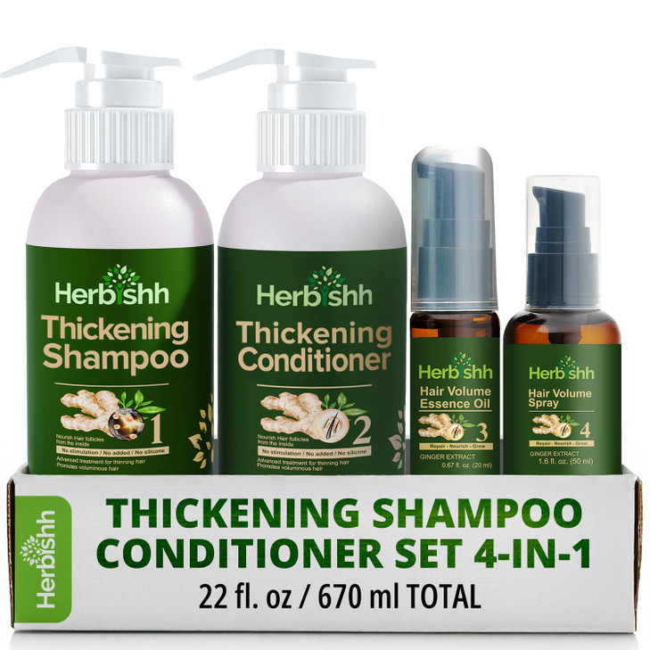 Herbishh Thickening Shampoo and Conditioner Hair Vitalizer Hair Growth Essence Oil Prevents Hair Loss Supports Healthy G
