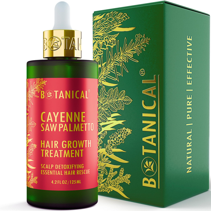 Botanical Hair Growth Treatment Scalp Detoxifying Cayenne Saw Palmetto Oil with Biotin for AntiThinning Thickening PreSh