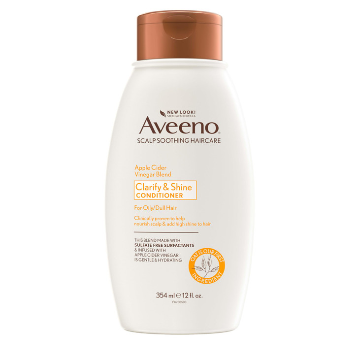 Aveeno Apple Cider Vinegar Sulfate-Free Conditioner for Balance & High Shine, Daily Moisturizing & Scalp Soothing Conditioner for Oily or Dull Hair,