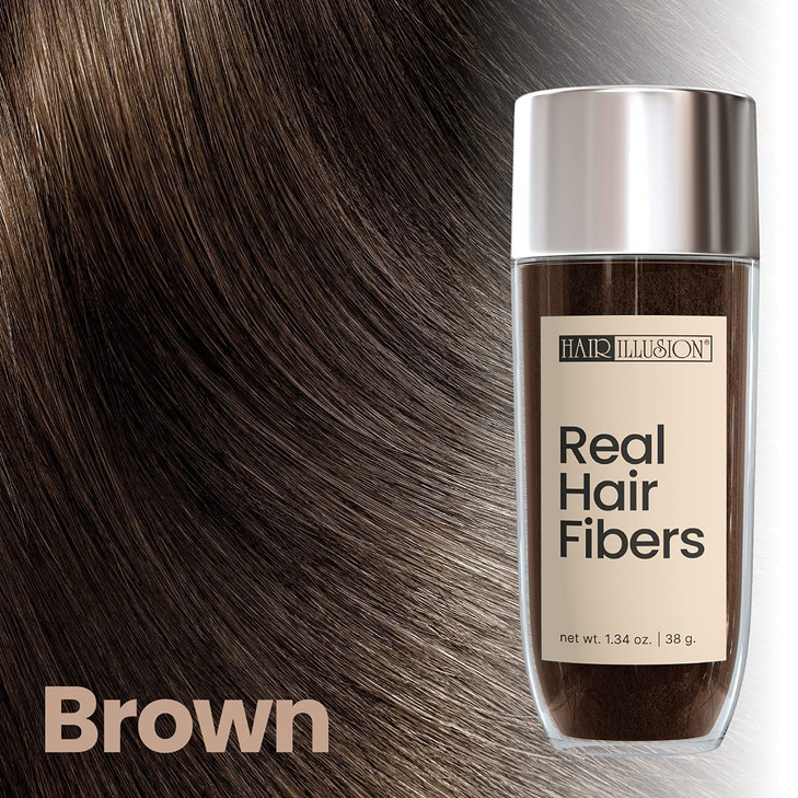 HAIR ILLUSION 100 Natural Human Hair Fibers Not Synthetic For Men Women Premium Hair Building Formulation Large 38g Bott