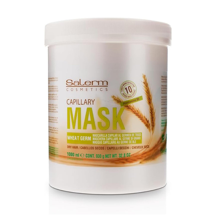 SALERM Nourishing Hair Mask 1000 ml with Wheat Germ for Dry and Damaged Hair Deep Hair Hydration Shine and Brightness Ha