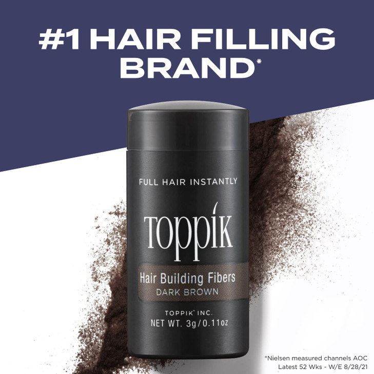 Toppik Hair Building Fibers Dark Brown 275g Fill In Fine or Thinning Hair Instantly Thicker Fuller Looking 9 Shades for