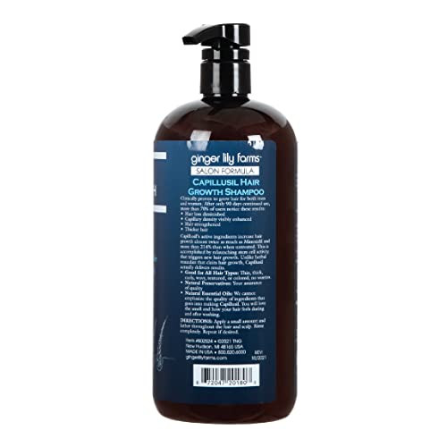 Ginger Lily Farms Salon Formula Capillusil Hair Growth Shampoo for All Hair Types 100 Vegan CrueltyFree 32 Fl Oz