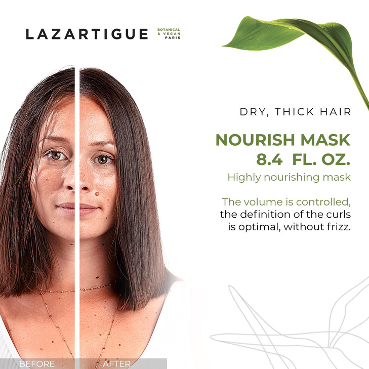 Lazartigue Nourish Mask Moisturizing Conditioning Treatment With Coconut Oil And Shea Butter NonGreasy Easy Rinse Super