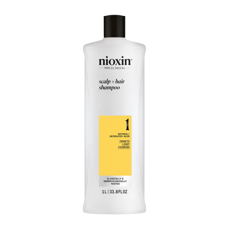 Nioxin Scalp Hair Thickening System 1 Shampoo For Natural or Untreated Hair with Light Thinning With Niacinamide and Bio