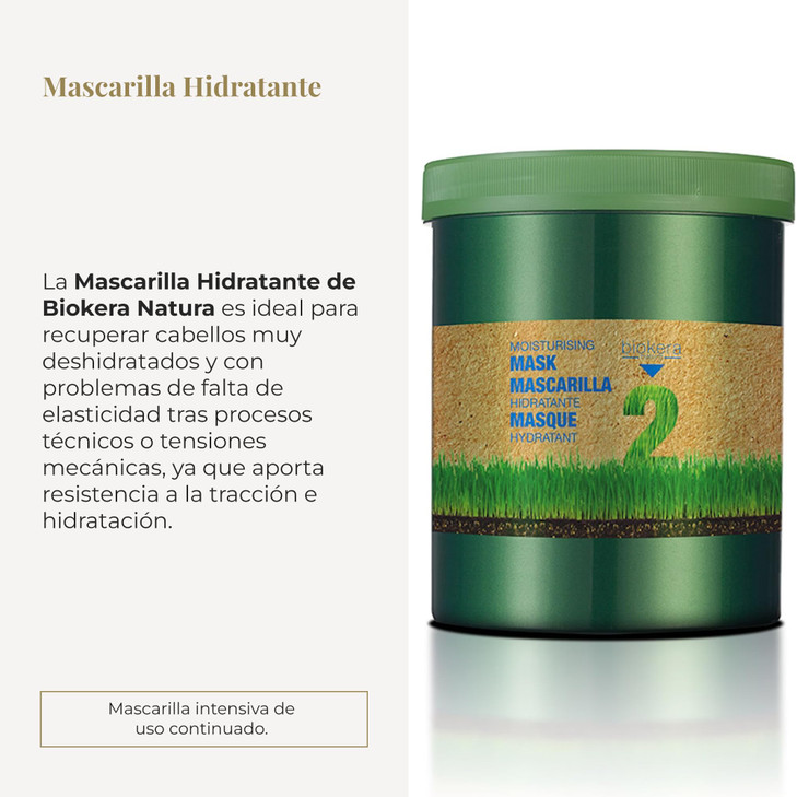 SALERM Moisturizing Mask Biokera Natura 1000 ml Ideal for Dry or Dehydrated Hair with Wheat Germ Oil Deep Hydration Smoo