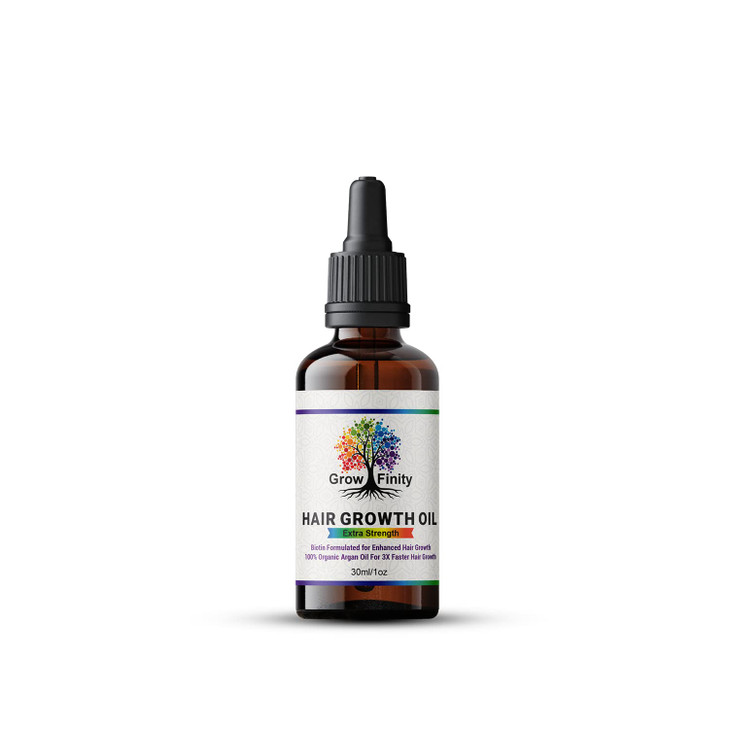 GrowFinity Hair Growth Oil Biotin and Argan Infused for 3x Faster Growth Regrowth Treatment Vitamin E SalonGrade Natural