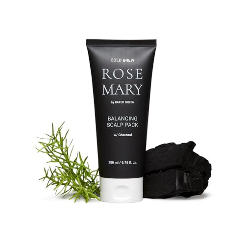 RATED GREEN Rosemary Balancing Scalp Pack Organic Cold Brewed Charcoal 2in1 Detoxifying Hair Mask for Flaky Oly Scalp Ha