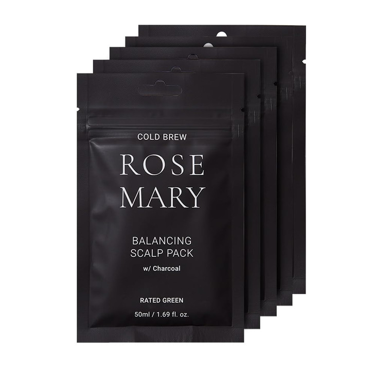 RATED GREEN Rosemary Balancing Scalp Pack Organic Cold Brewed Charcoal 2in1 Detoxifying Hair Mask for Flaky Oly Scalp Ha