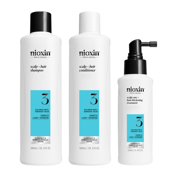 NIOXIN Scalp Hair Thickening System 3 For Colored or Damaged Hair with Light Thinning With Niacinamide and Biotin Full S