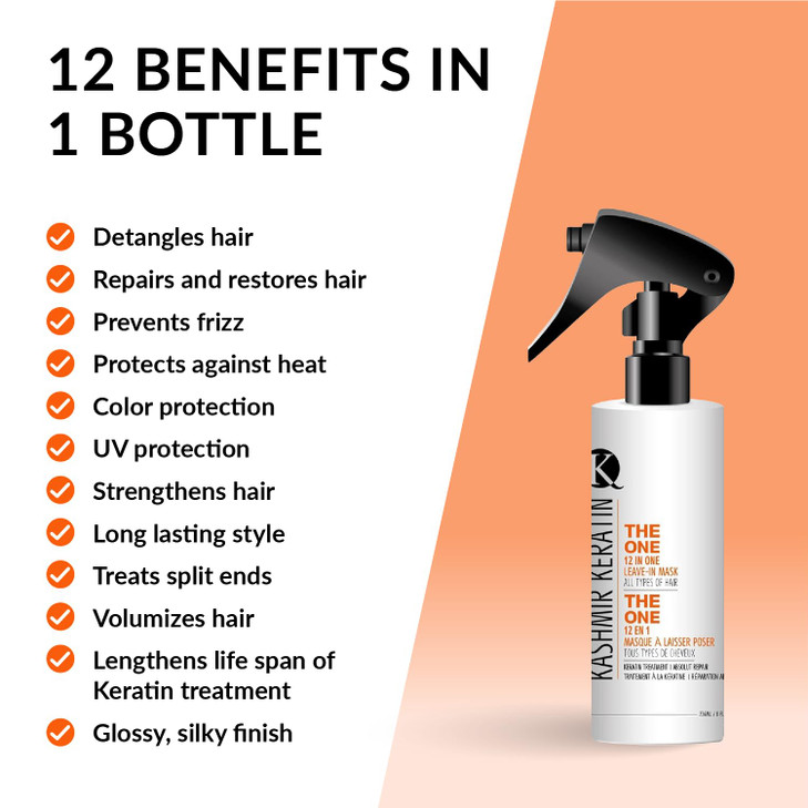 Kashmir Keratin Leave In Conditioner THE ONE Best Leave In Conditioner 12 in 1 Hair Treatment Detangles Dry Damaged Hair