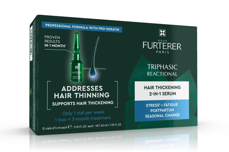 Rene Furterer Triphasic Reactional Concentrated Serum Thinning Hair caused by stress postpartum seasonal change DrugFree