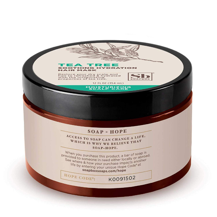 Soapbox Hair Mask Tea Tree Deep Conditioner Soothing Hydration for Dry Damaged or Frizzy Hair 12oz