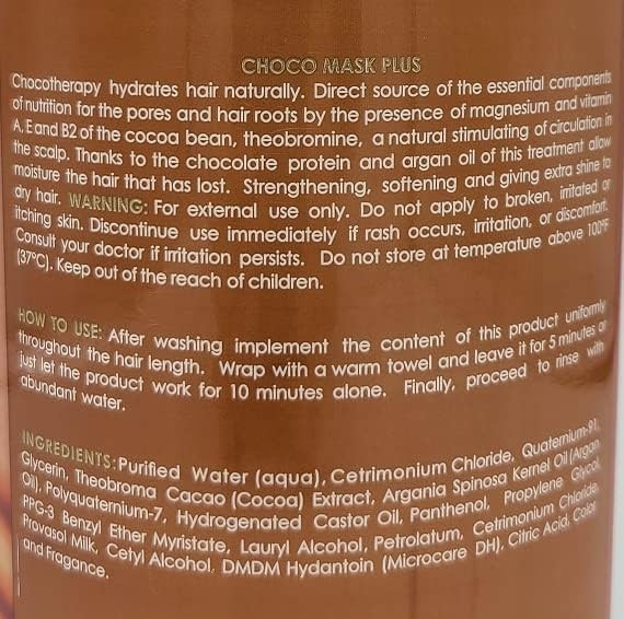 Golez Choco Mask Plus 60 oz Chocolate Protein Sulfate and Paraben Free Cocoa Butter and Argan Oil Intensive Therapy for